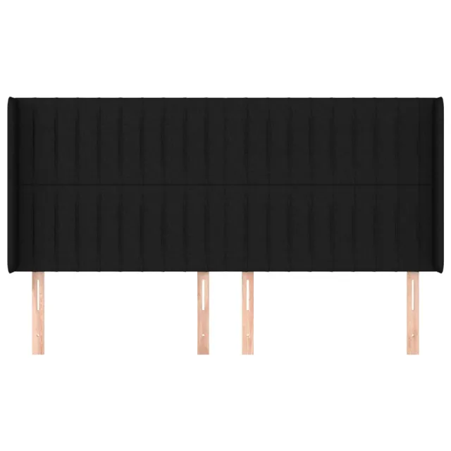 Tête de lit avec oreilles Noir 183x16x118/128 cm Tissu