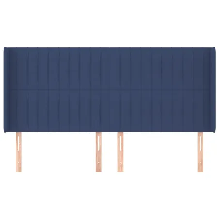 Tête de lit avec oreilles Bleu 183x16x118/128 cm Tissu