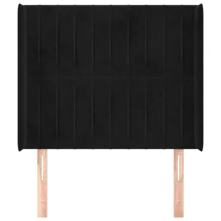 Tête de lit avec oreilles Noir 83x16x118/128 cm Velours