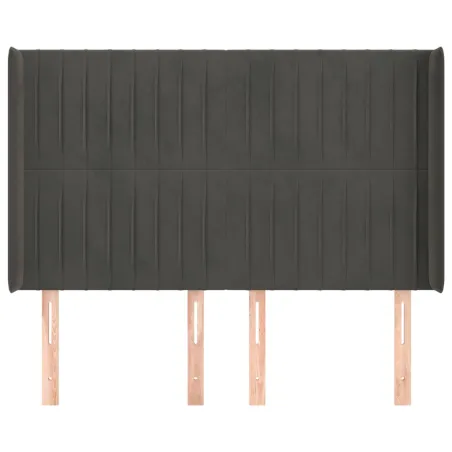 Tête de lit avec oreilles Gris foncé 147x16x118/128 cm Velours