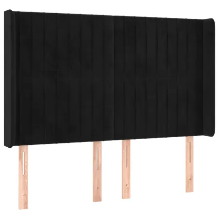 Tête de lit avec oreilles Noir 147x16x118/128 cm Velours