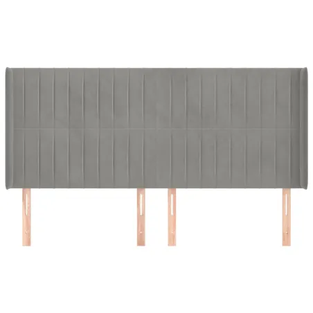 Tête de lit avec oreilles Gris clair 183x16x118/128 cm Velours