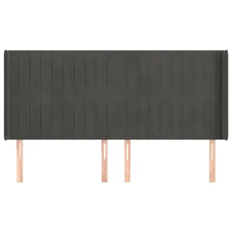 Tête de lit avec oreilles Gris foncé 183x16x118/128 cm Velours