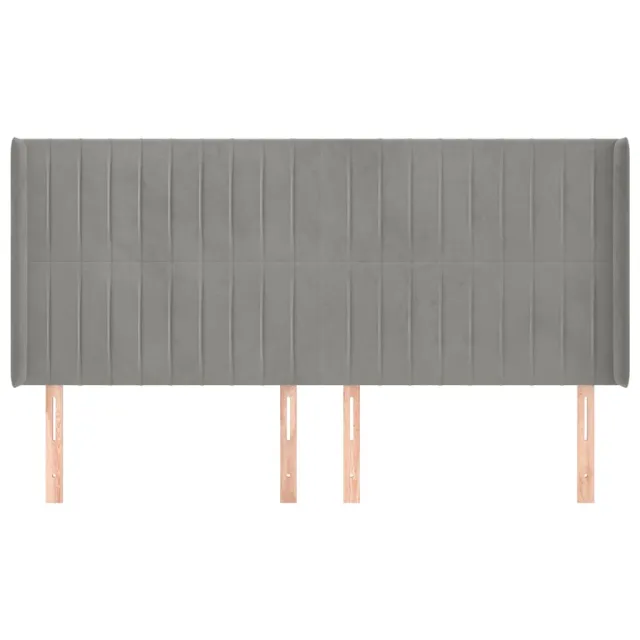 Tête de lit avec oreilles Gris clair 203x16x118/128 cm Velours