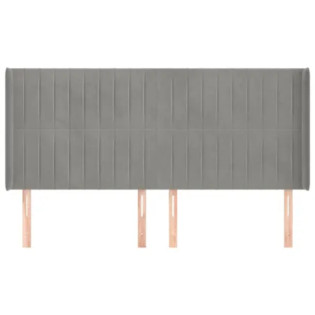 Tête de lit avec oreilles Gris clair 203x16x118/128 cm Velours