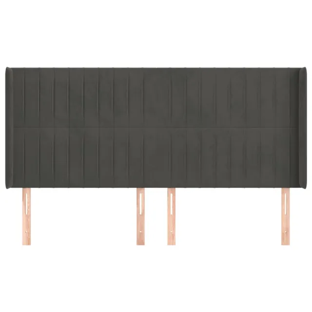Tête de lit avec oreilles Gris foncé 203x16x118/128 cm Velours