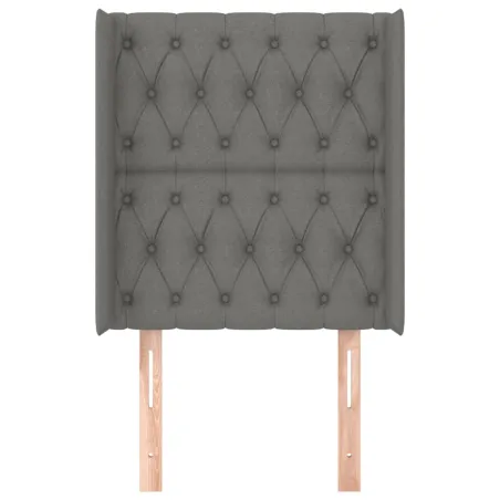 Tête de lit avec oreilles Gris foncé 83x16x118/128 cm Tissu
