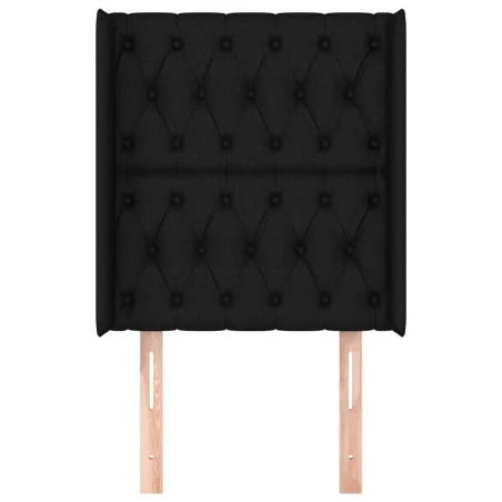 Tête de lit avec oreilles Noir 83x16x118/128 cm Tissu