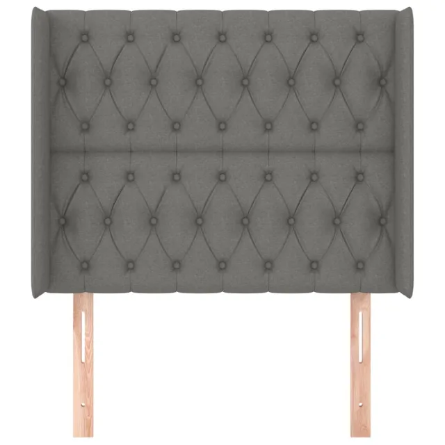 Tête de lit avec oreilles Gris foncé 93x16x118/128 cm Tissu
