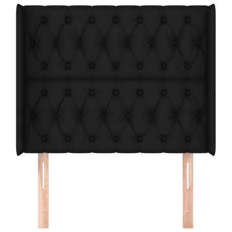 Tête de lit avec oreilles Noir 93x16x118/128 cm Tissu