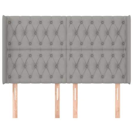 Tête de lit avec oreilles Gris clair 147x16x118/128 cm Tissu