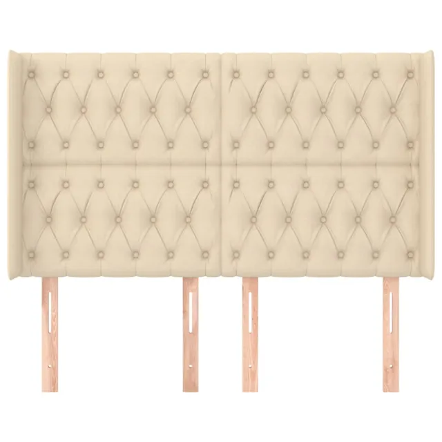 Tête de lit avec oreilles Crème 147x16x118/128 cm Tissu