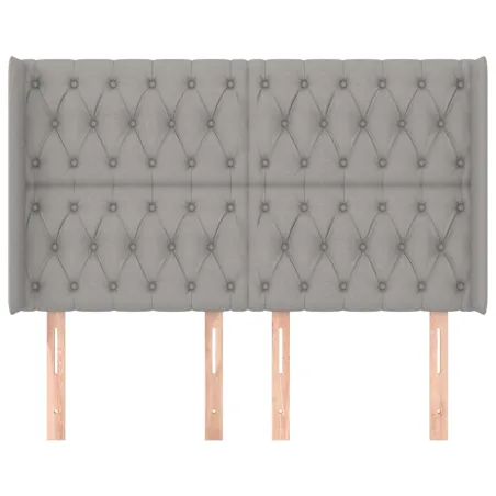 Tête de lit avec oreilles Gris clair 163x16x118/128 cm Tissu