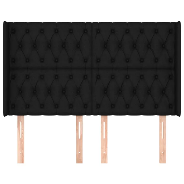 Tête de lit avec oreilles Noir 163x16x118/128 cm Tissu