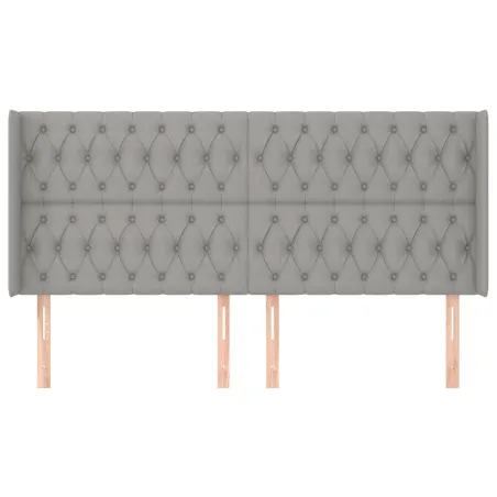 Tête de lit avec oreilles Gris clair 183x16x118/128 cm Tissu