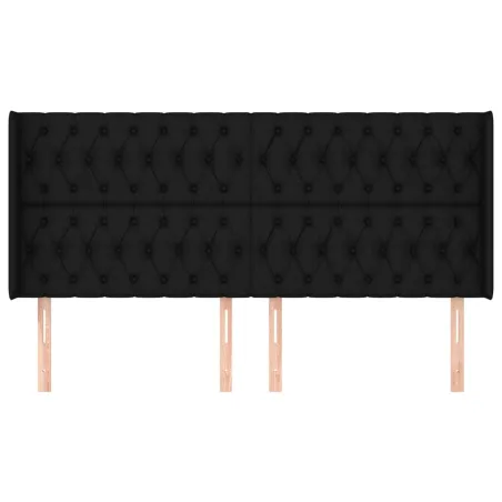 Tête de lit avec oreilles Noir 183x16x118/128 cm Tissu