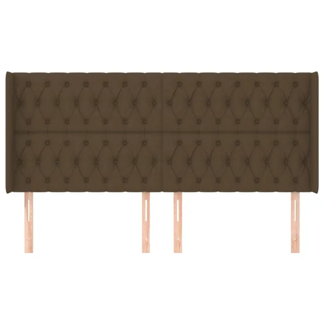 Tête de lit avec oreilles Marron foncé 183x16x118/128 cm Tissu