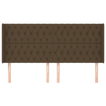 Tête de lit avec oreilles Marron foncé 183x16x118/128 cm Tissu
