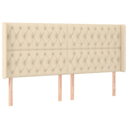 Tête de lit avec oreilles Crème 183x16x118/128 cm Tissu 2
