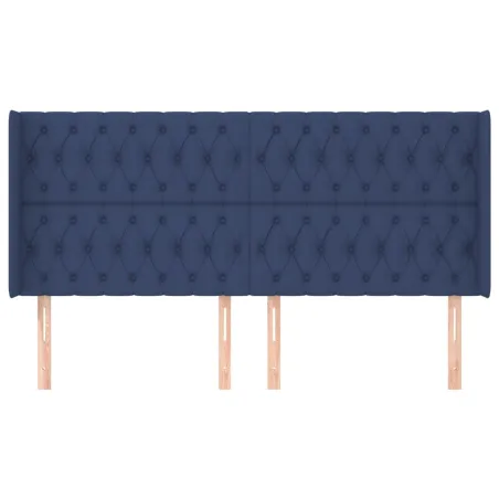 Tête de lit avec oreilles Bleu 183x16x118/128 cm Tissu
