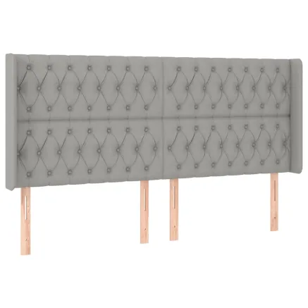 Tête de lit avec oreilles Gris clair 203x16x118/128 cm Tissu 2