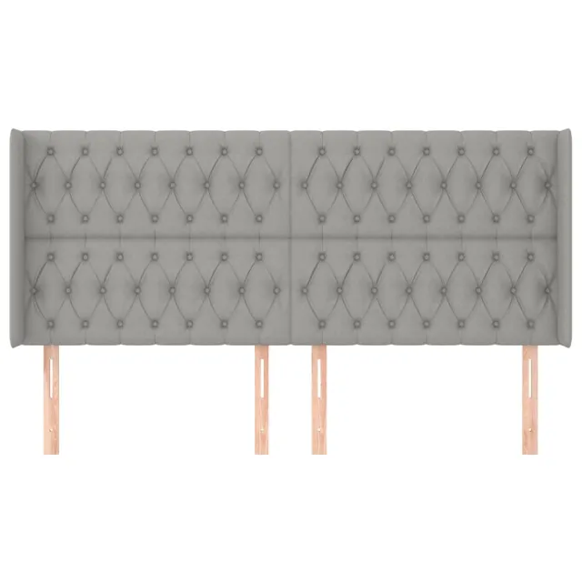 Tête de lit avec oreilles Gris clair 203x16x118/128 cm Tissu