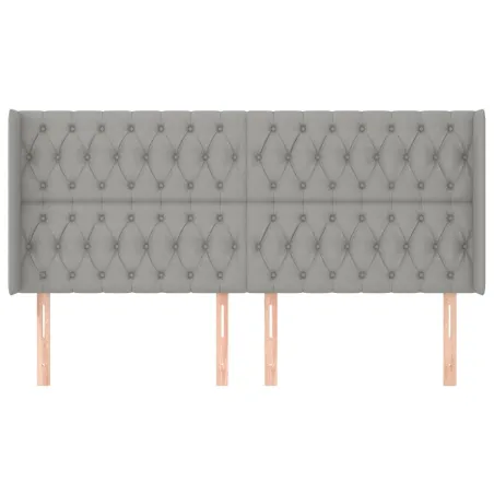 Tête de lit avec oreilles Gris clair 203x16x118/128 cm Tissu