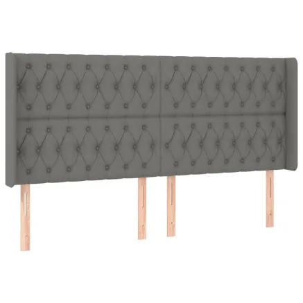 Tête de lit avec oreilles Gris foncé 203x16x118/128 cm Tissu 2