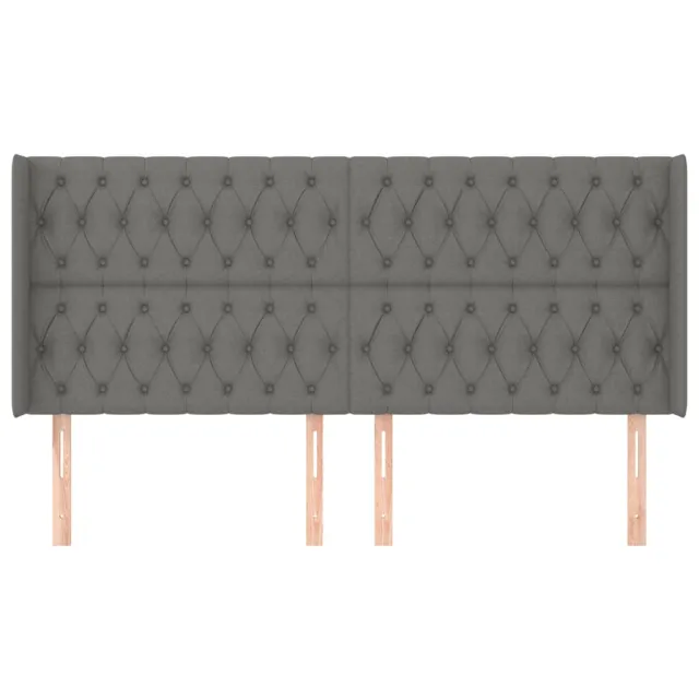 Tête de lit avec oreilles Gris foncé 203x16x118/128 cm Tissu