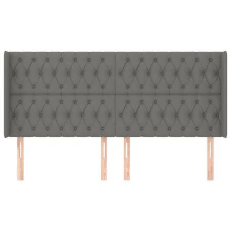 Tête de lit avec oreilles Gris foncé 203x16x118/128 cm Tissu