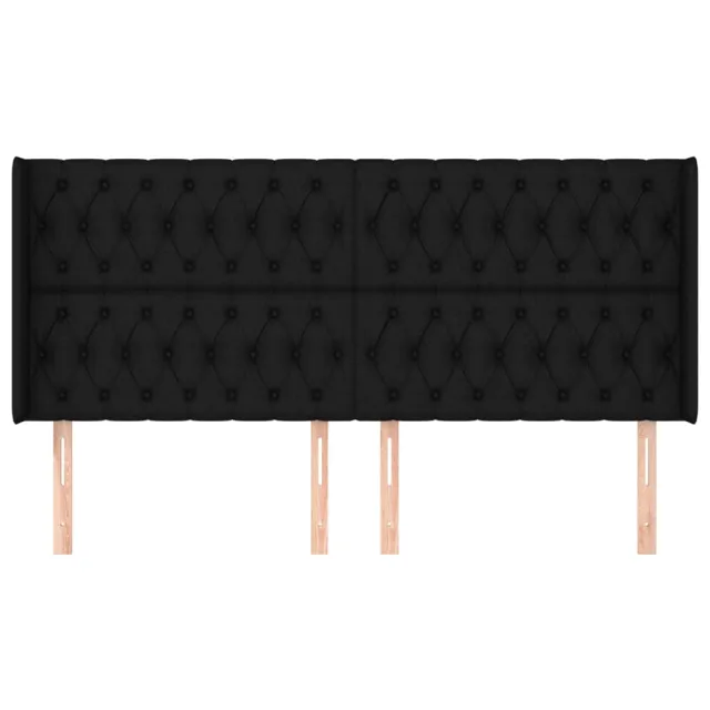 Tête de lit avec oreilles Noir 203x16x118/128 cm Tissu