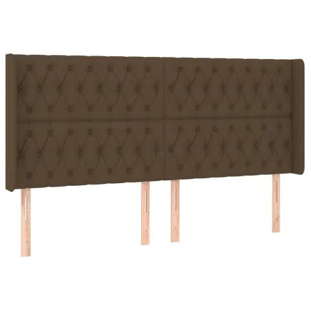 Tête de lit avec oreilles Marron foncé 203x16x118/128 cm Tissu