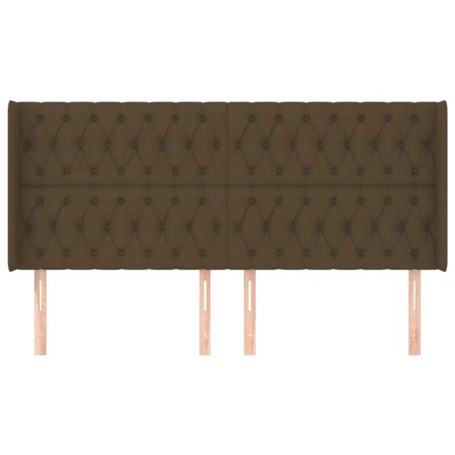 Tête de lit avec oreilles Marron foncé 203x16x118/128 cm Tissu