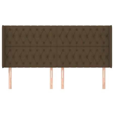 Tête de lit avec oreilles Marron foncé 203x16x118/128 cm Tissu