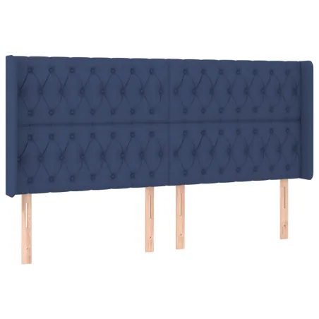 Tête de lit avec oreilles Bleu 203x16x118/128 cm Tissu