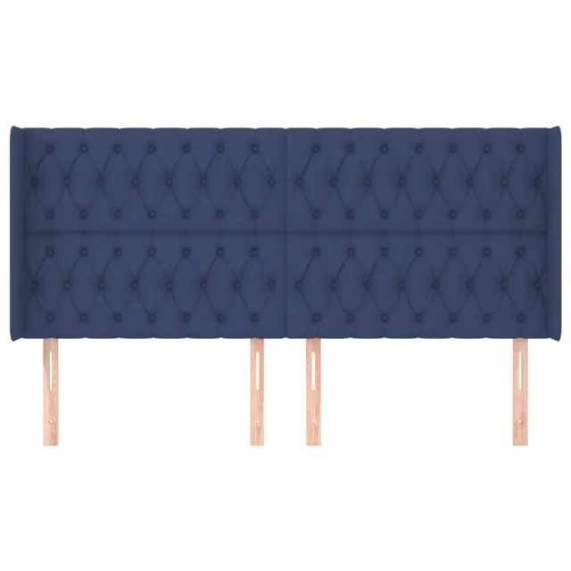 Tête de lit avec oreilles Bleu 203x16x118/128 cm Tissu