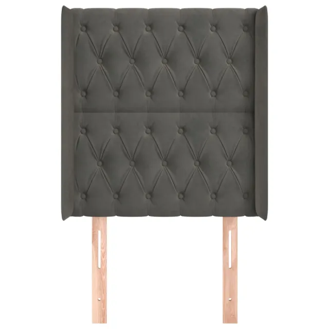 Tête de lit avec oreilles Gris foncé 83x16x118/128 cm Velours