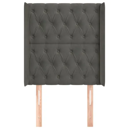 Tête de lit avec oreilles Gris foncé 83x16x118/128 cm Velours