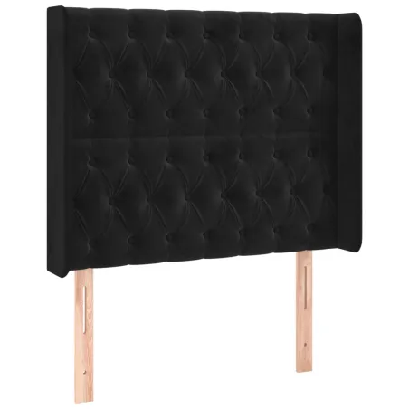 Tête de lit avec oreilles Noir 93x16x118/128 cm Velours