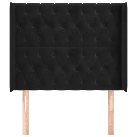 Tête de lit avec oreilles Noir 93x16x118/128 cm Velours