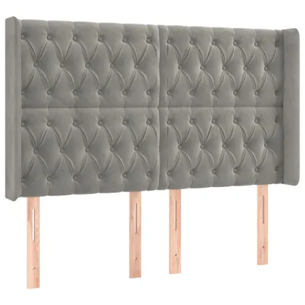 Tête de lit avec oreilles Gris clair 147x16x118/128 cm Velours 2
