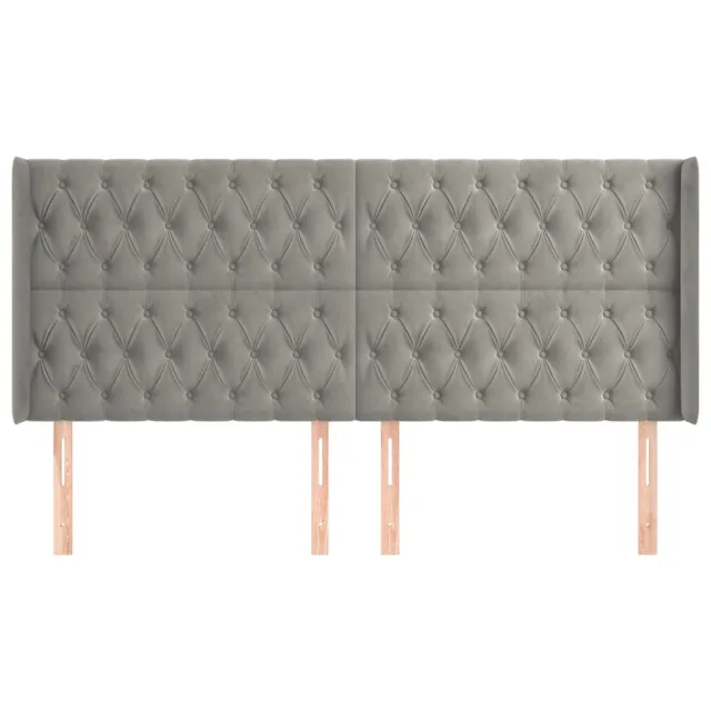 Tête de lit avec oreilles Gris clair 183x16x118/128 cm Velours