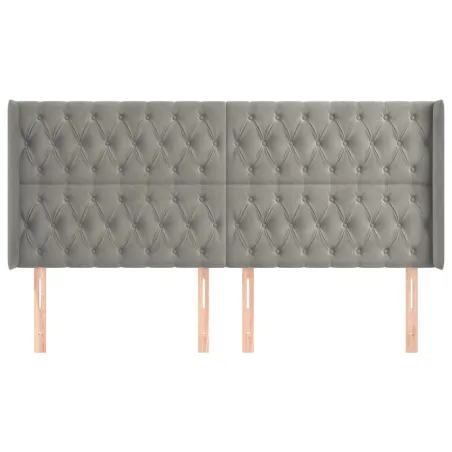Tête de lit avec oreilles Gris clair 183x16x118/128 cm Velours