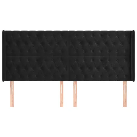Tête de lit avec oreilles Noir 203x16x118/128 cm Velours