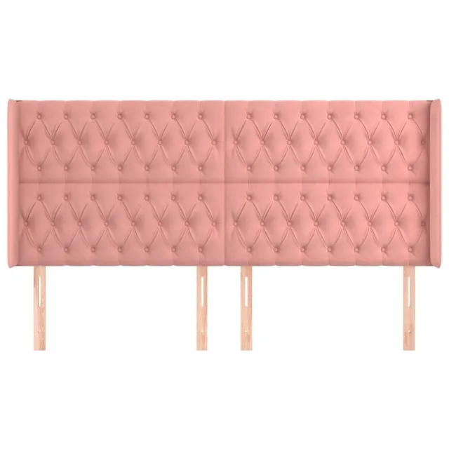 Tête de lit avec oreilles Rose 203x16x118/128 cm Velours