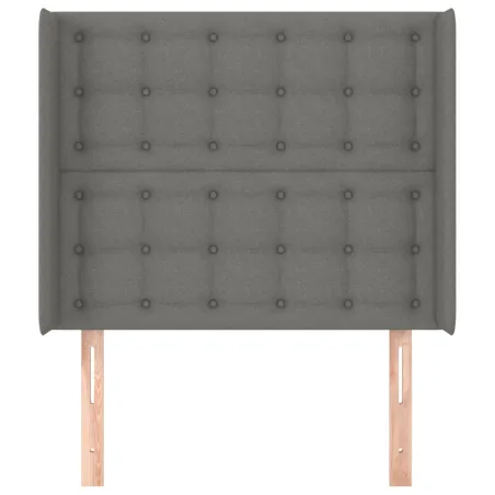 Tête de lit avec oreilles Gris foncé 83x16x118/128 cm Tissu