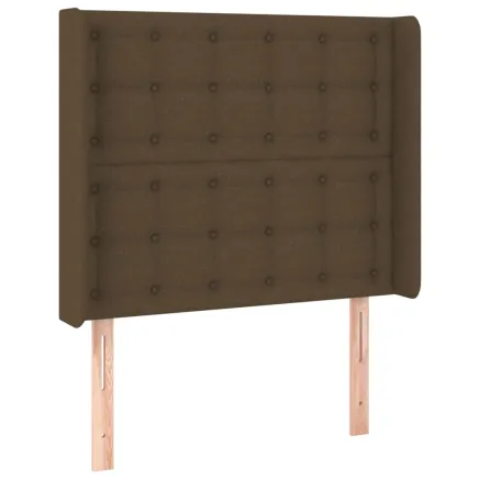 Tête de lit avec oreilles Marron foncé 93x16x118/128 cm Tissu 2