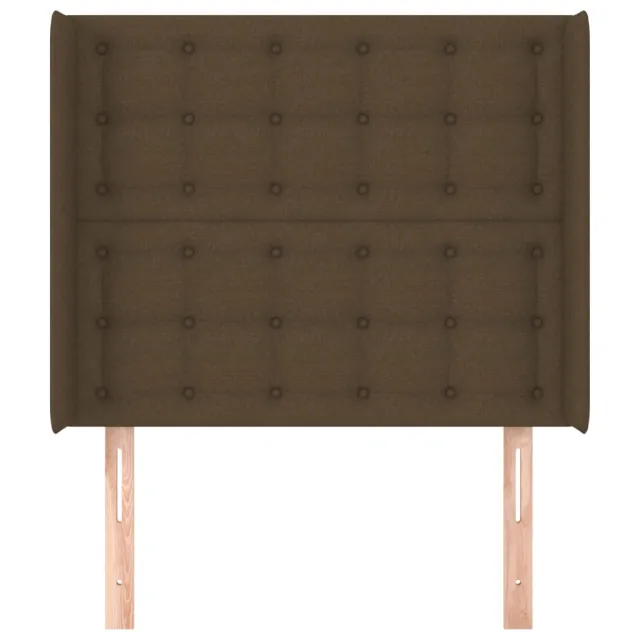 Tête de lit avec oreilles Marron foncé 93x16x118/128 cm Tissu