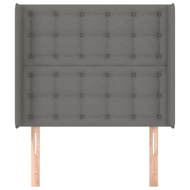 Tête de lit avec oreilles Gris foncé 103x16x118/128 cm Tissu