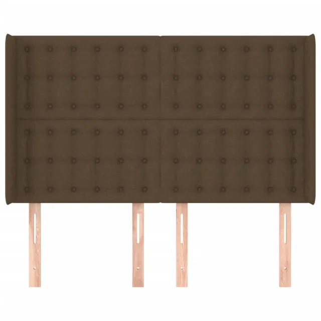 Tête de lit avec oreilles Marron foncé 147x16x118/128 cm Tissu